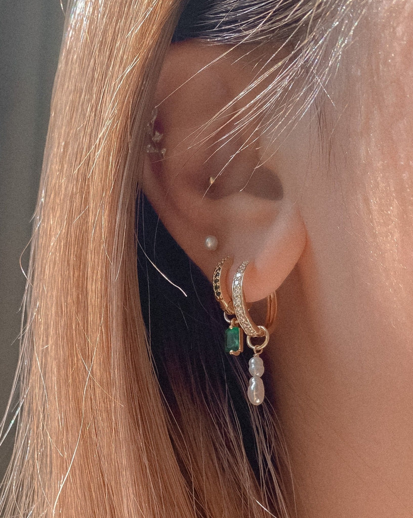 Hoop Earrings Emerald Pavé Hoops / Gold-Filled Midori Jewelry Co.