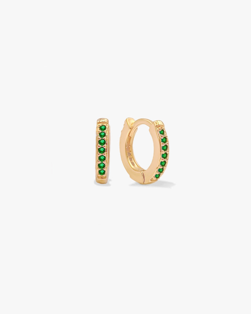 Emerald Pavé Hoops (Single) / Gold-Filled - Midori Jewelry Co.