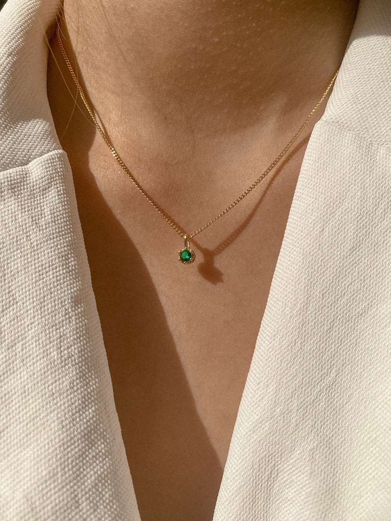 Pendants Emerald Solitaire Pendant / Gold-Filled Midori Jewelry Co.