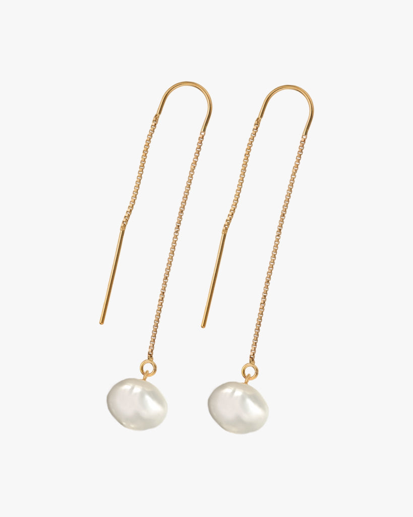 Giovanna Pearl Threader Earrings / Gold-Filled - Midori Jewelry Co.