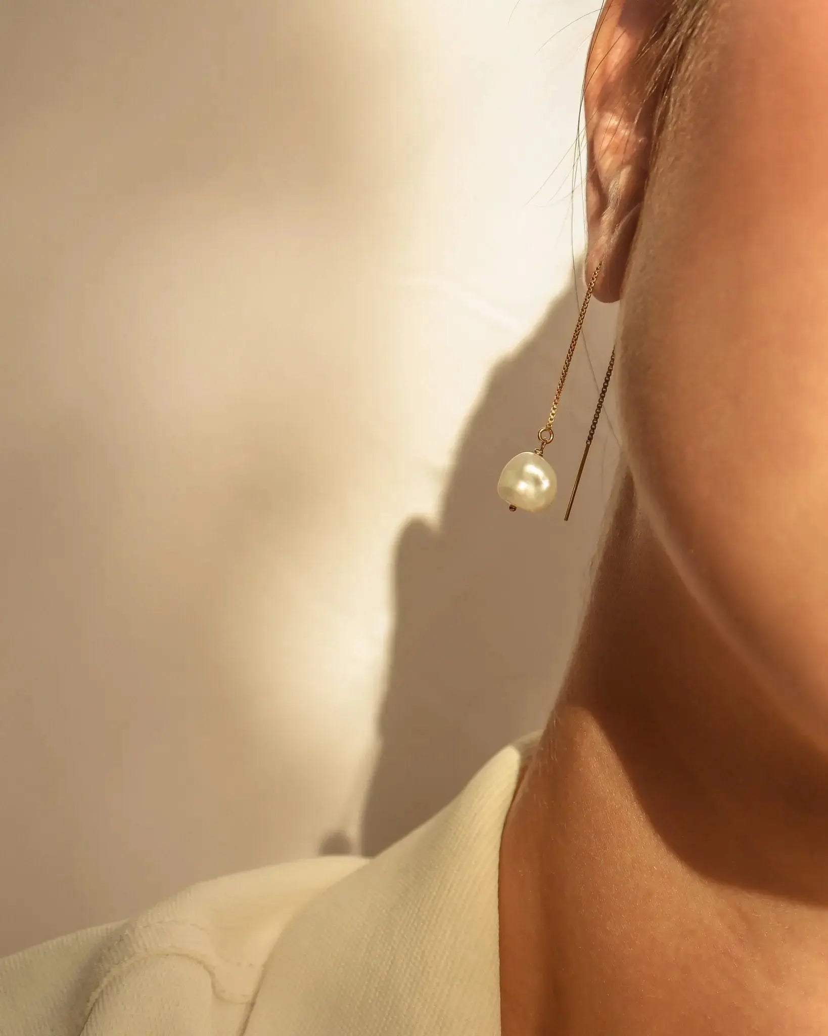 Pearl Earrings Giovanna Pearl Threader Earrings / Gold-Filled Midori Jewelry Co.