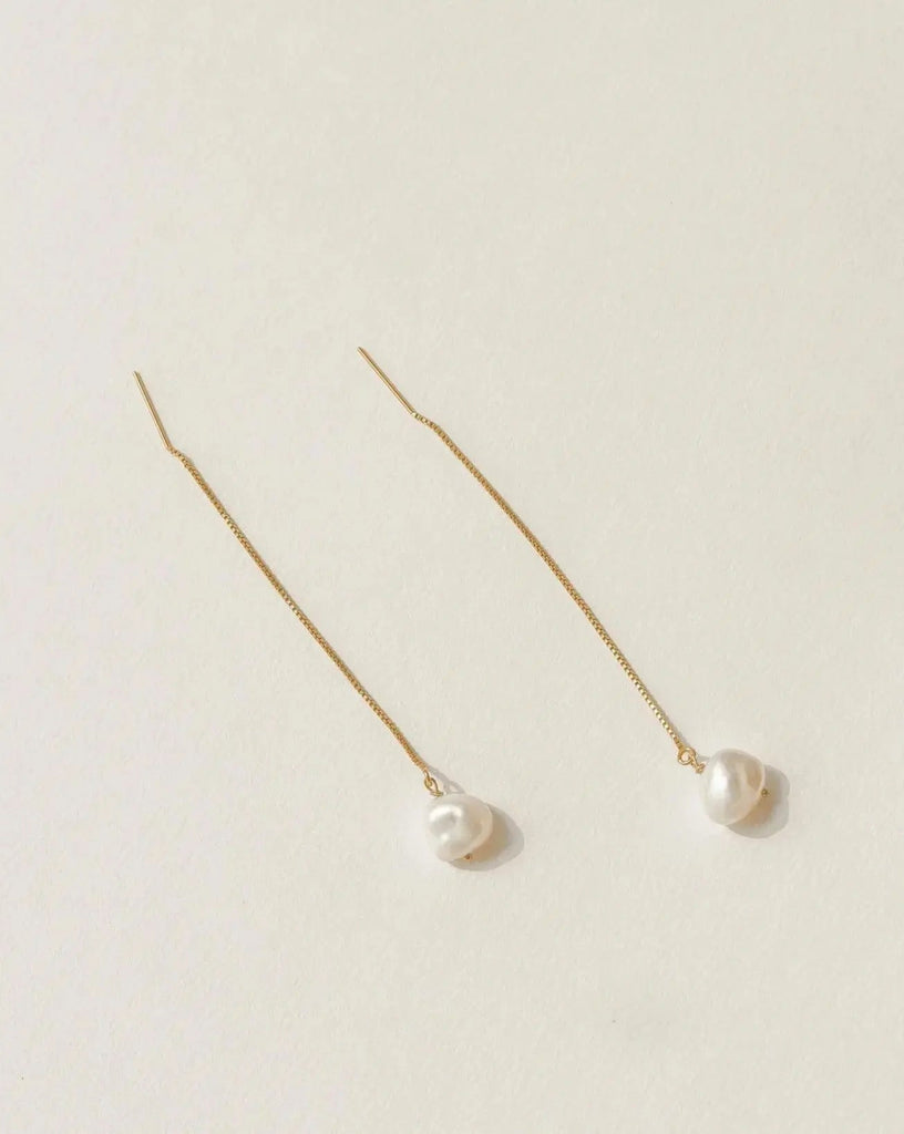 Pearl Earrings Giovanna Pearl Threader Earrings / Gold-Filled Midori Jewelry Co.