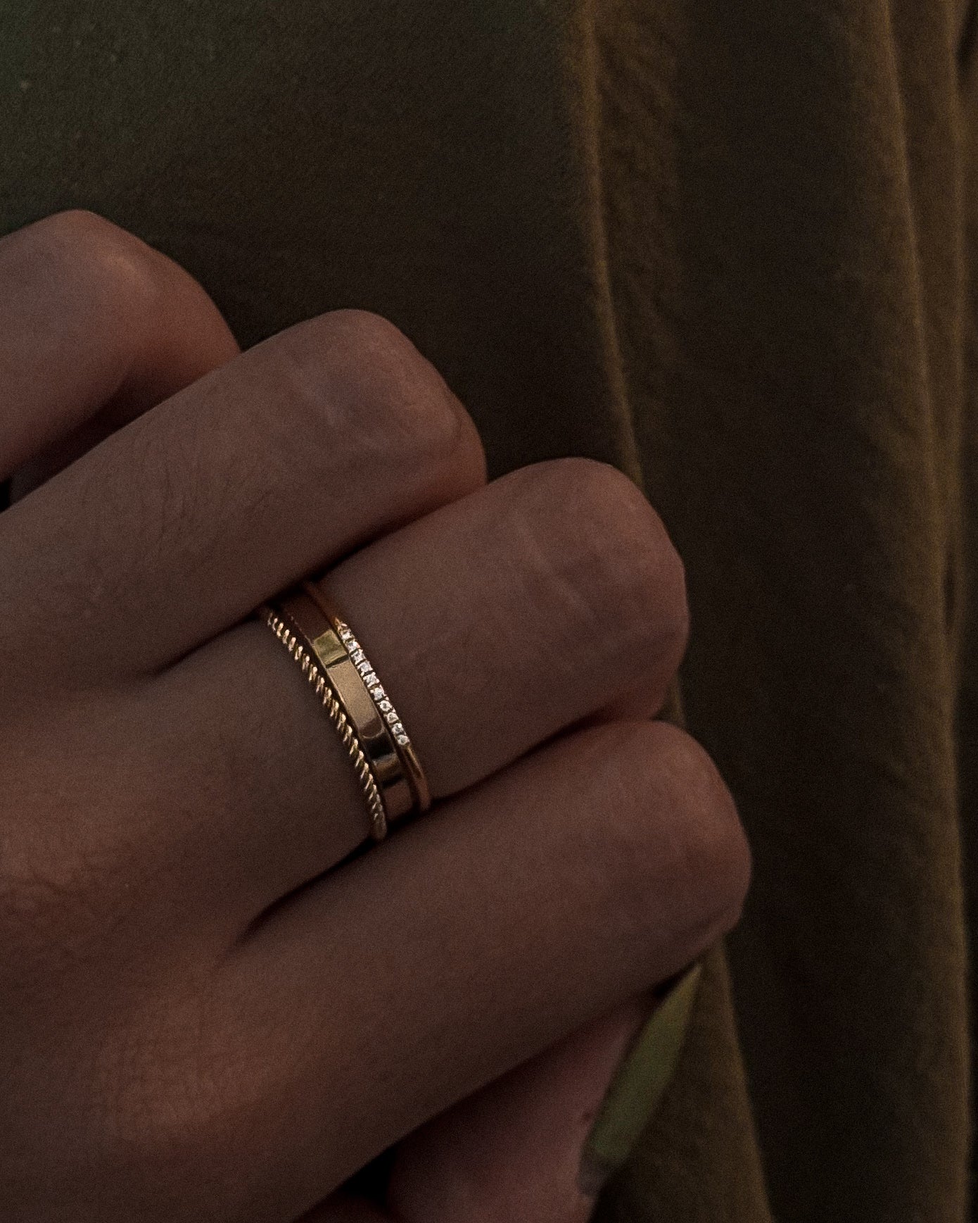 Half Pavé Band Ring / Gold-Filled - Midori Jewelry Co.