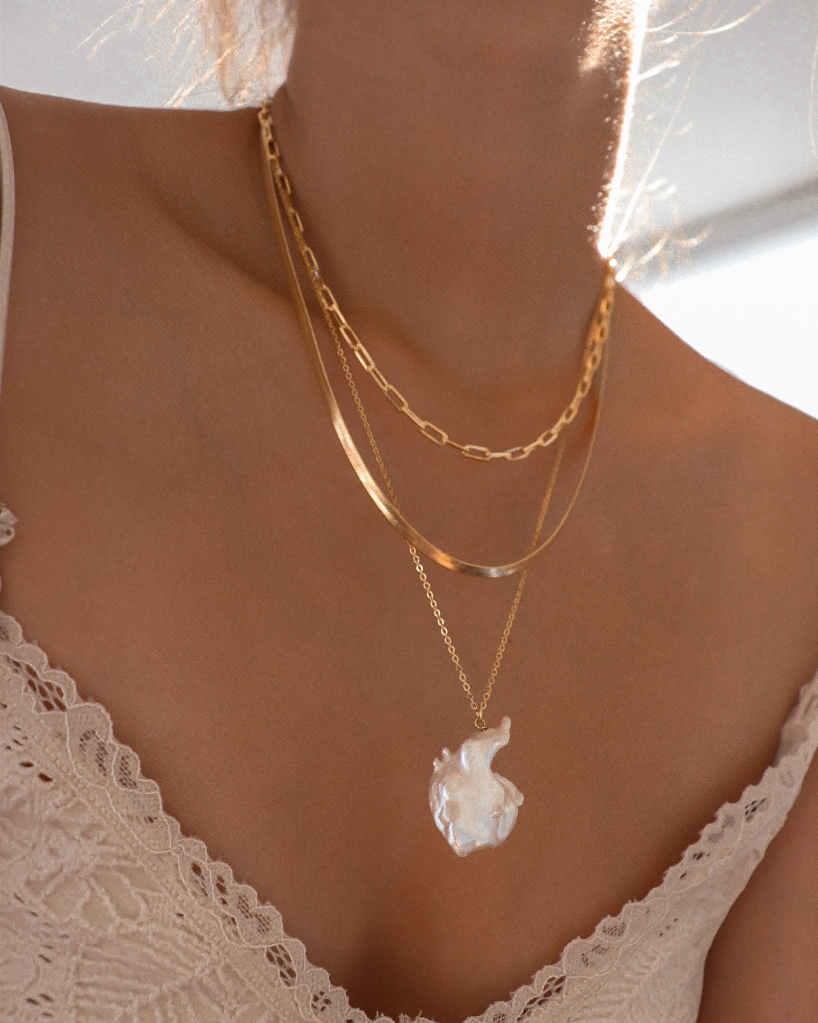 Chain Necklaces Hera Herringbone Chain Necklace / Gold-Filled Midori Jewelry Co.