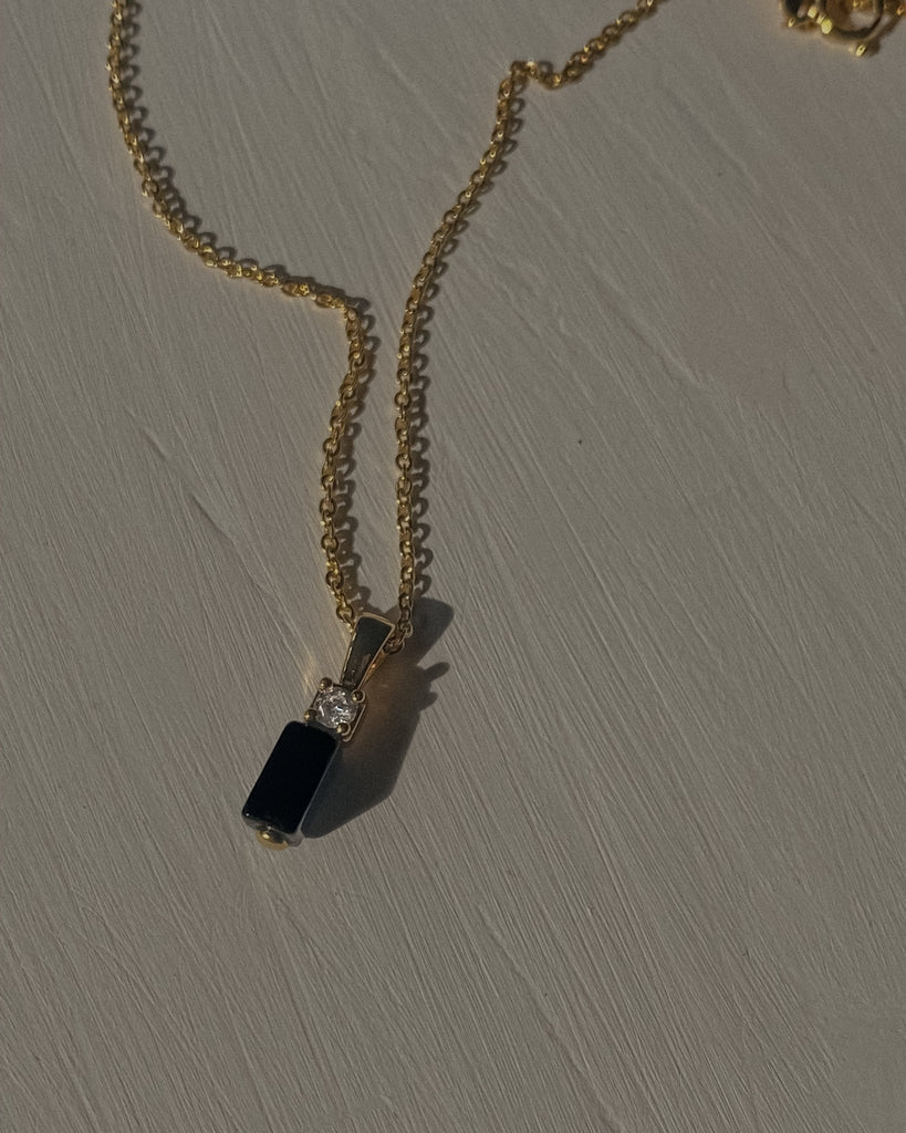 Leira Onyx Pendant Necklace / Gold-Filled - Midori Jewelry Co.