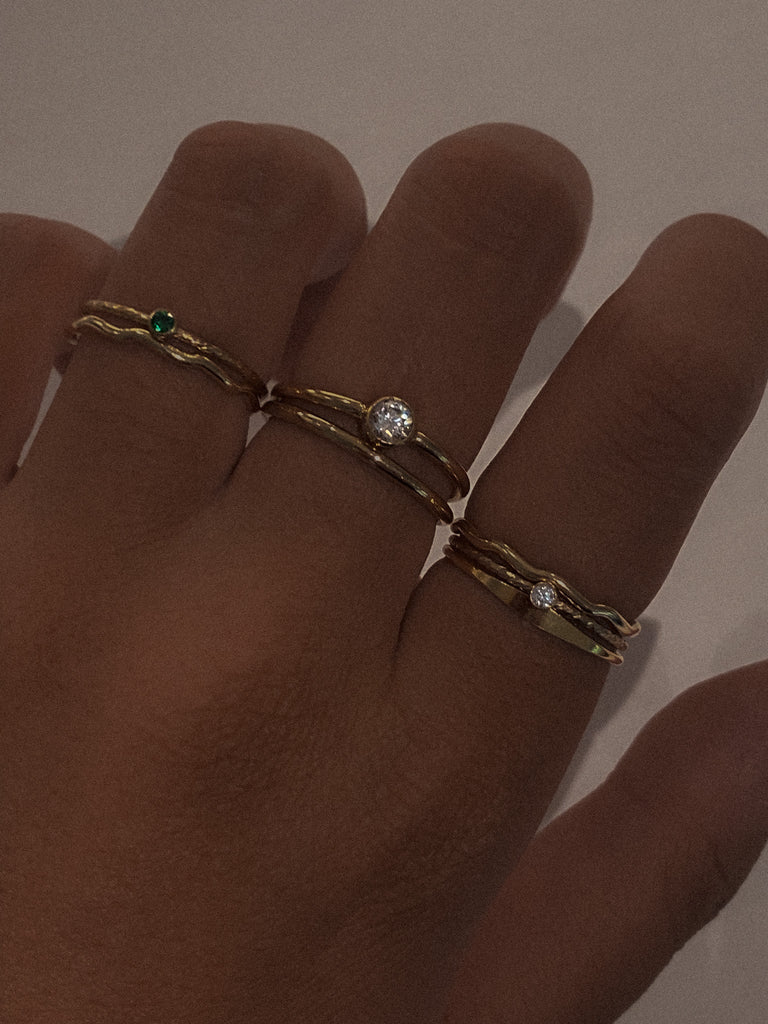 Mini Emerald Solitaire Ring / Gold-Filled - Midori Jewelry Co.