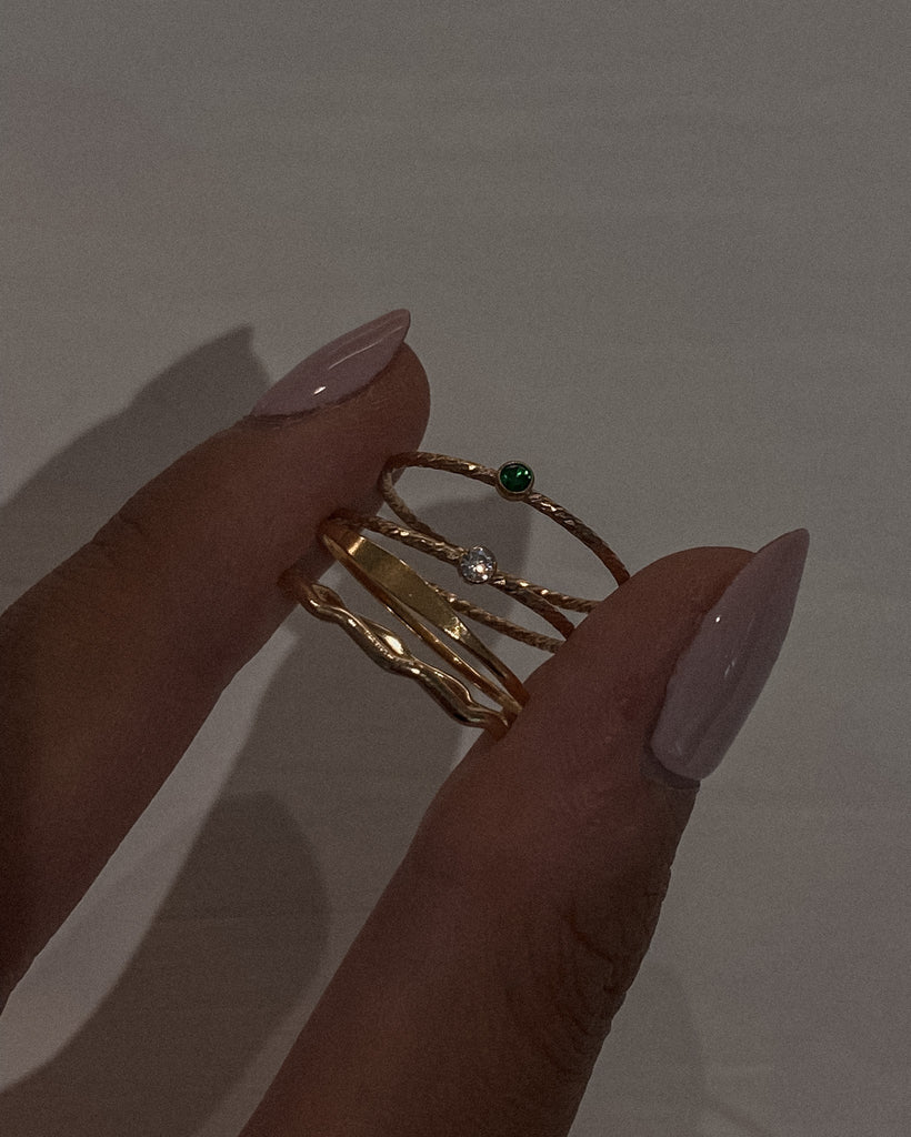 Mini Emerald Solitaire Ring / Gold-Filled - Midori Jewelry Co.