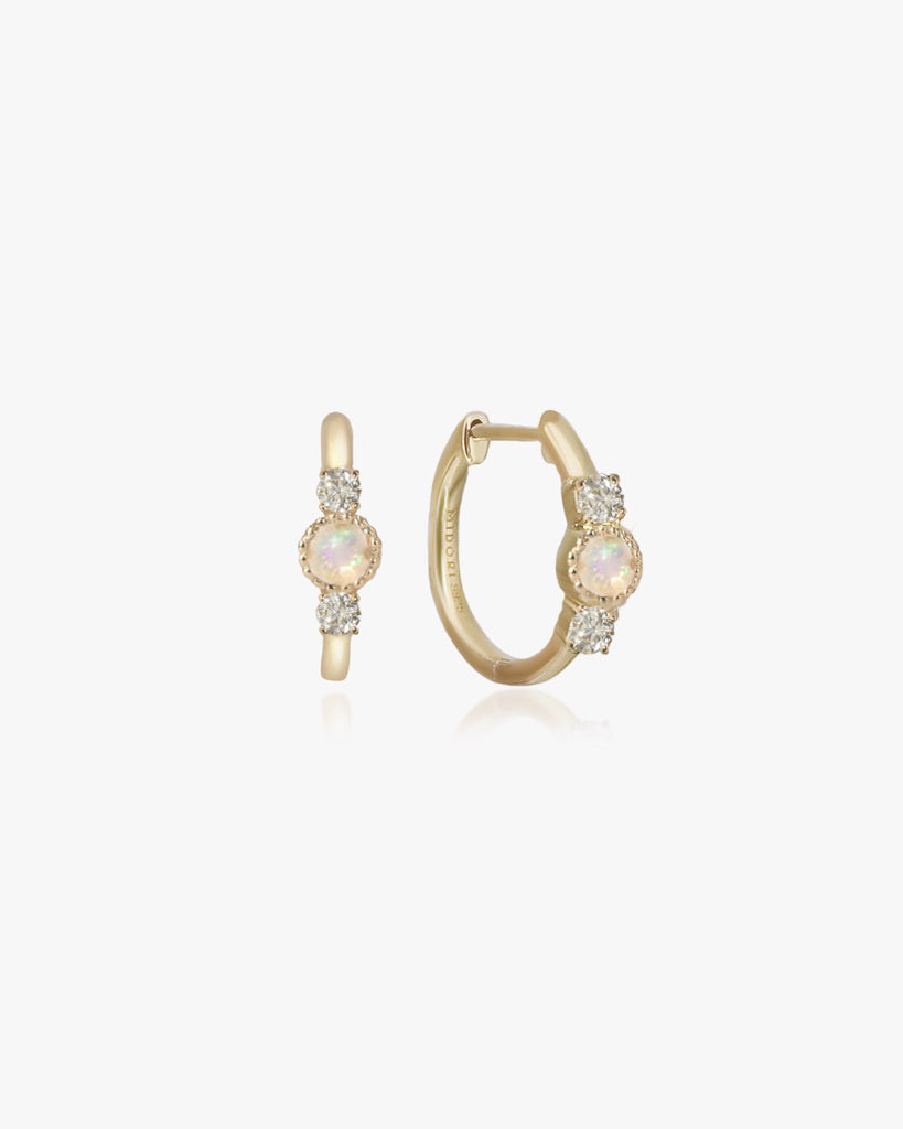 Nebula Opal Hoops / 9K Solid Gold - Midori Jewelry Co.