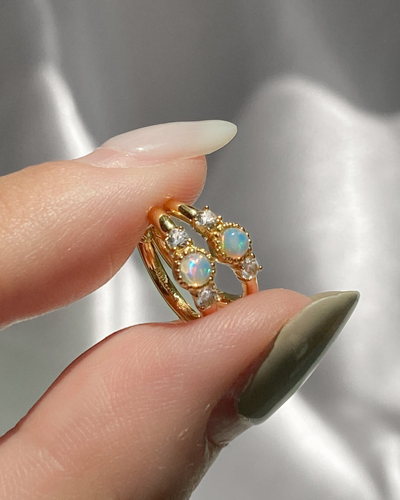 Hoop Earrings Nebula Opal Hoops / Gold Vermeil Midori Jewelry Co.