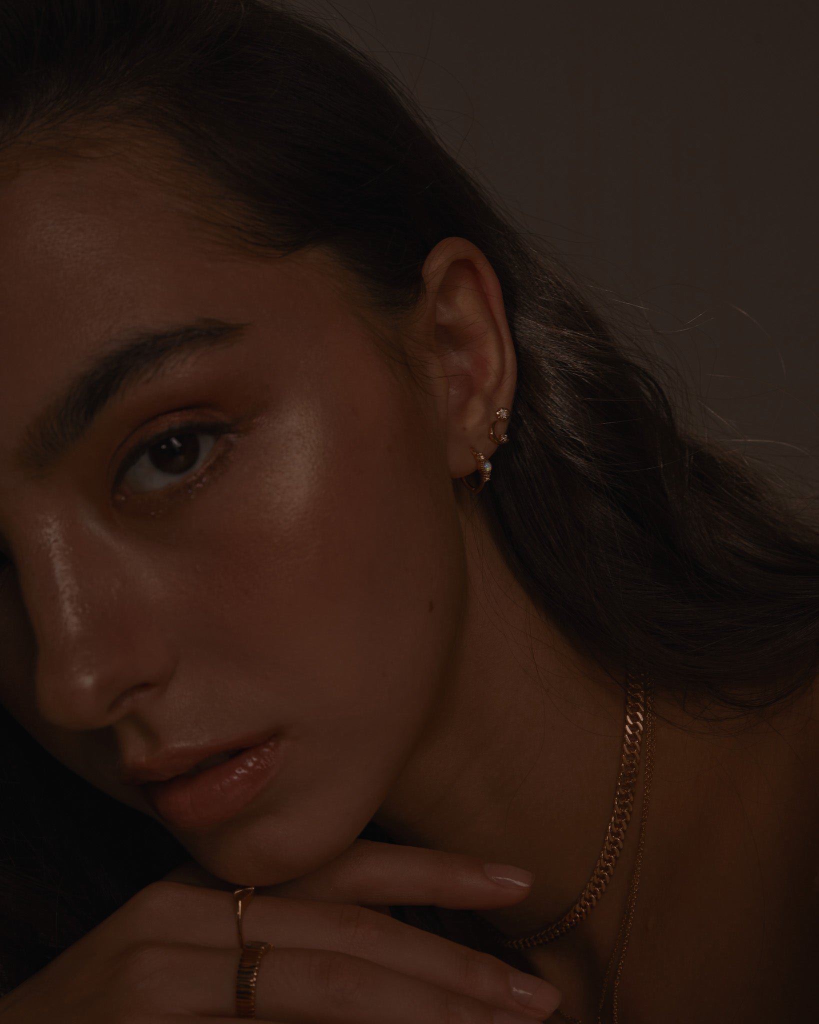 Nebula Opal Hoops (Single) / Gold Vermeil (Ready to Ship) - Midori Jewelry Co.