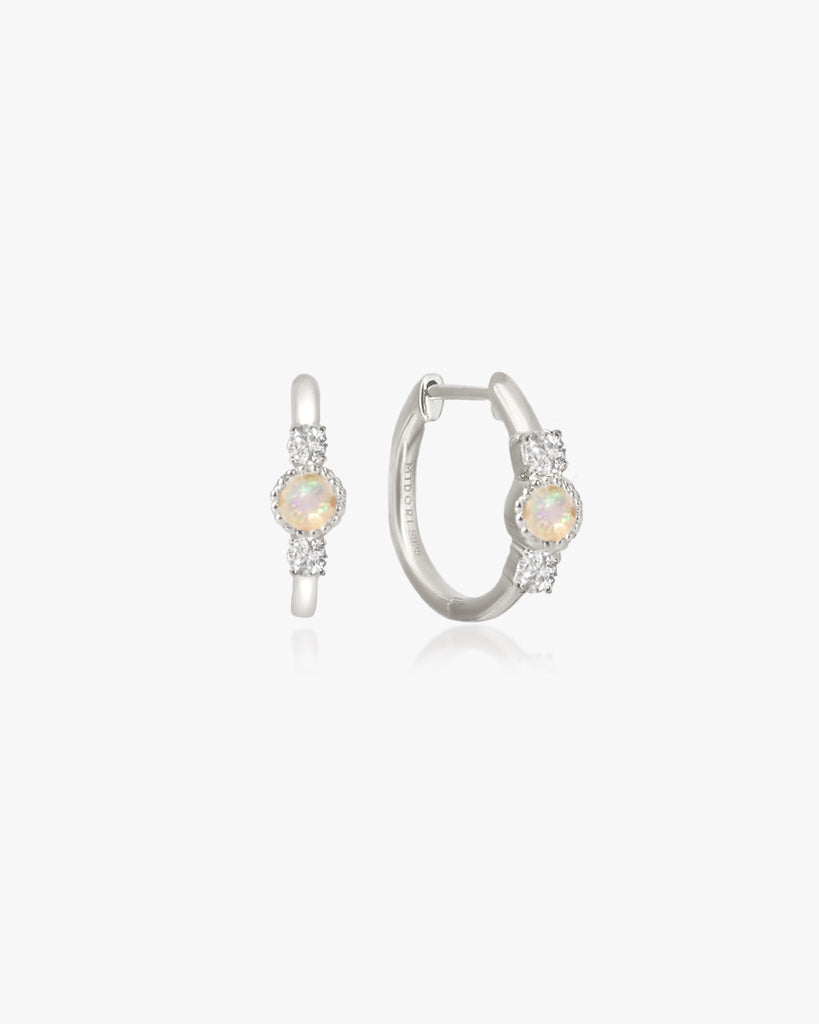 Nebula Opal Hoops / Sterling Silver - Midori Jewelry Co.