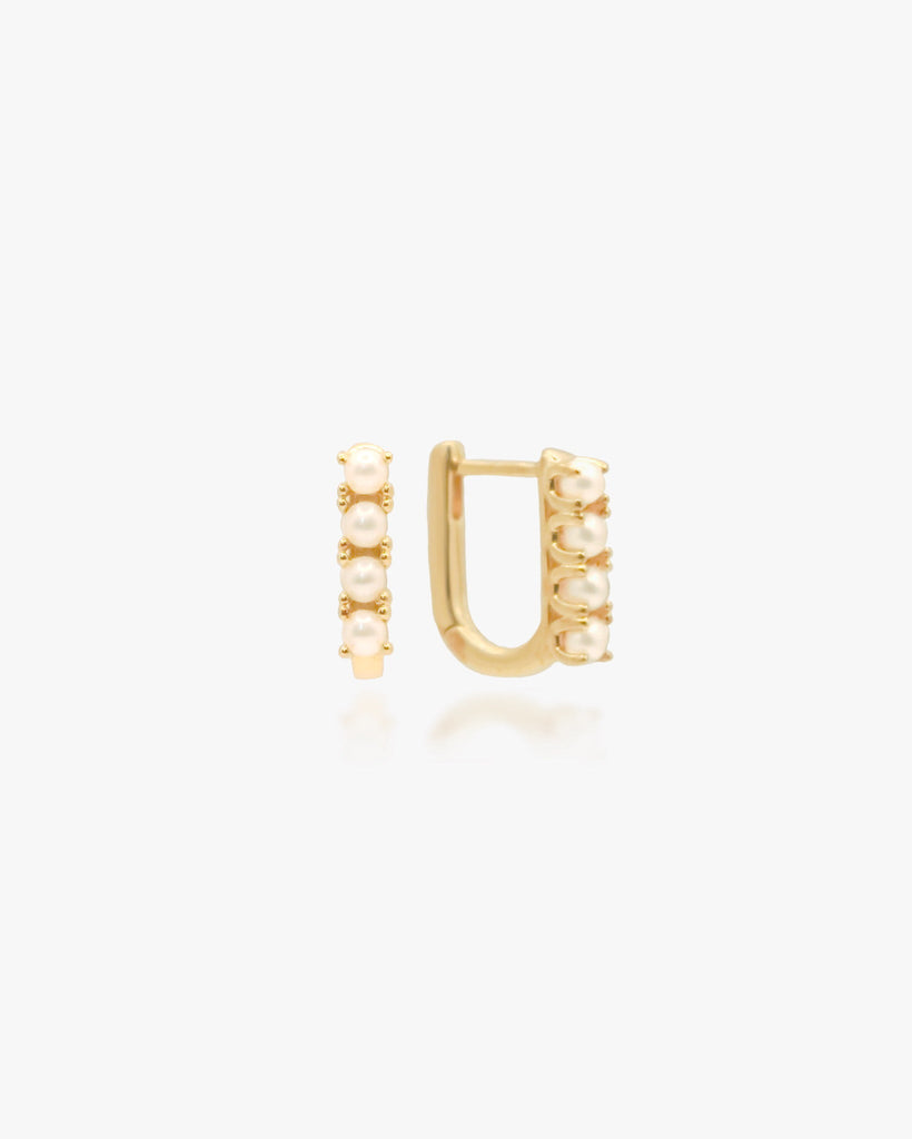 Oval Pearl Pavé Hoops / Gold Vermeil - Midori Jewelry Co.