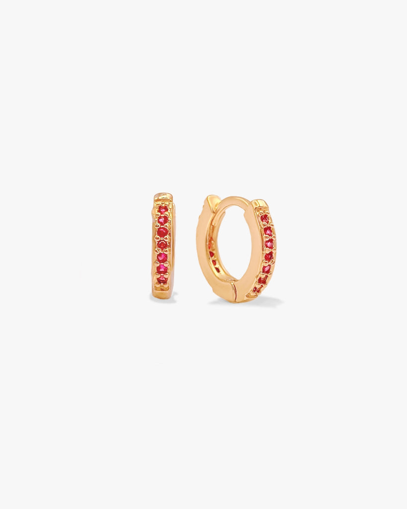 Ruby Pavé Hoops (Single) / Gold-Filled - Midori Jewelry Co.
