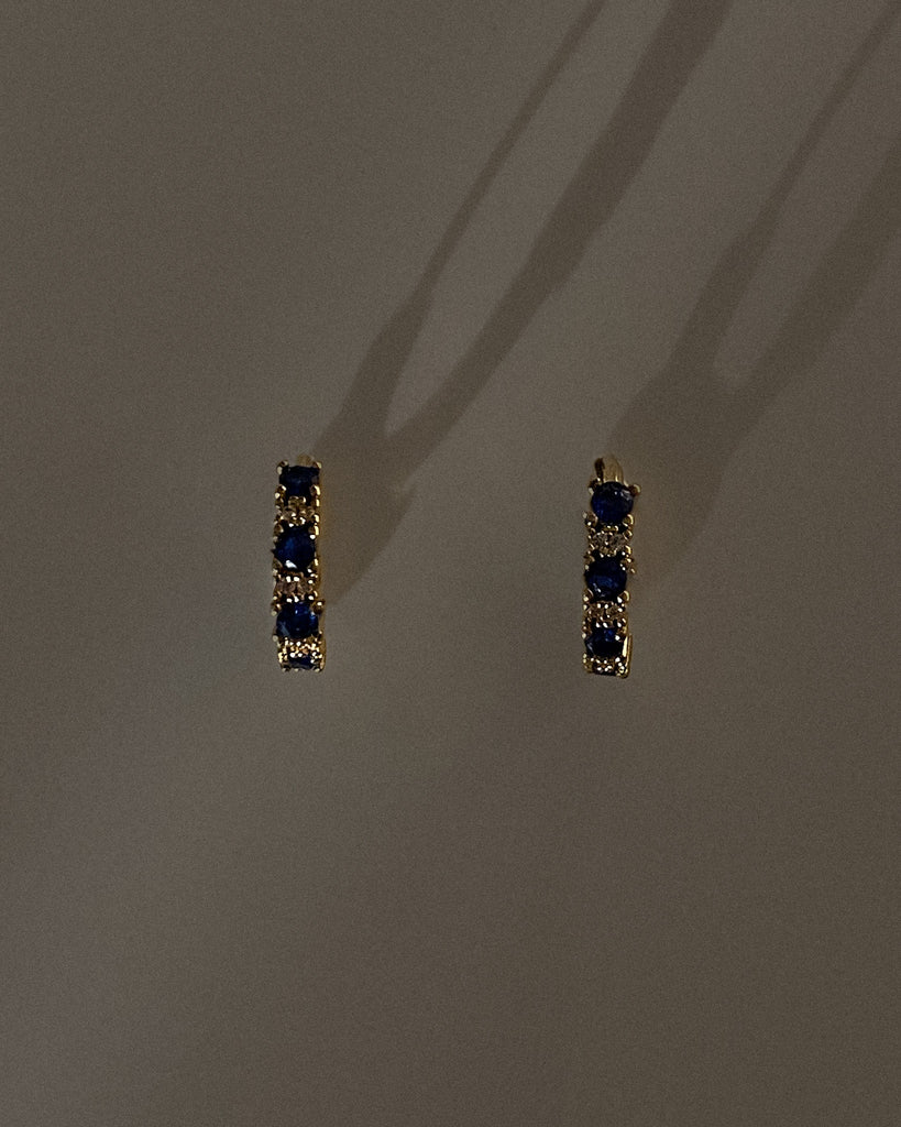 Sapphire Huggie Hoops / Gold-Filled - Midori Jewelry Co.