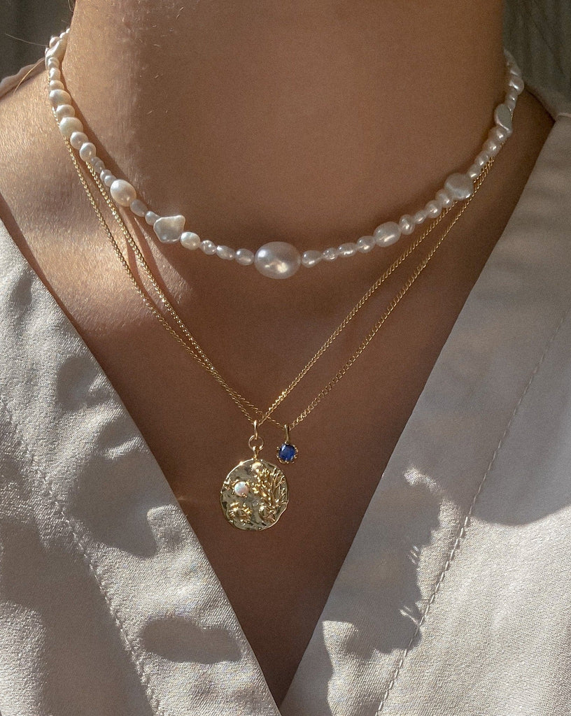 Pendant Necklaces Sapphire Solitaire Necklace / Gold-Filled Midori Jewelry Co.