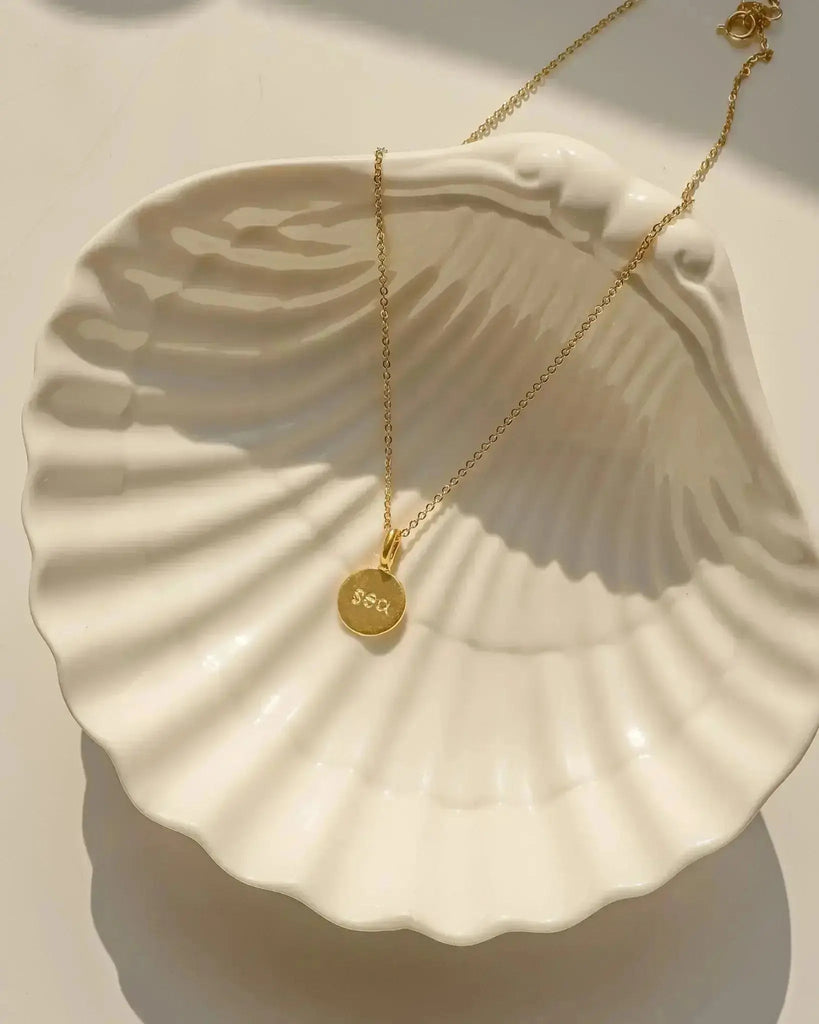 Pendants Sea Engraved Pendant / Gold Vermeil Midori Jewelry Co.