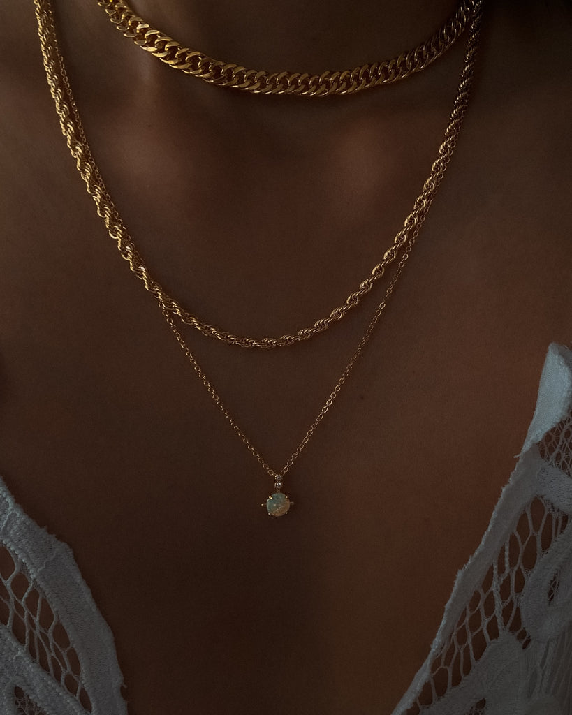 Siria Opal Pendant Necklace / Gold-Filled - Midori Jewelry Co.