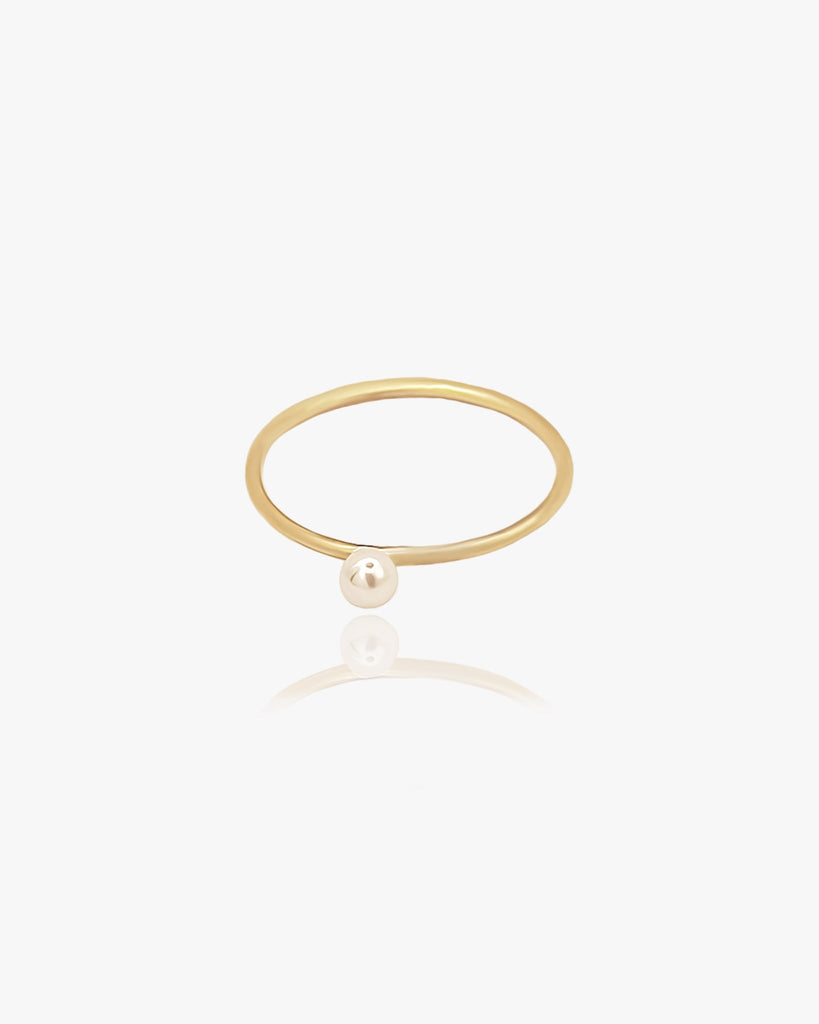 Solitaire Pearl Stacking Ring / Gold-Filled - Midori Jewelry Co.