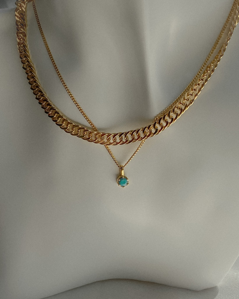 Pendant Necklaces Turquoise Solitaire Necklace / Gold-Filled Midori Jewelry Co.
