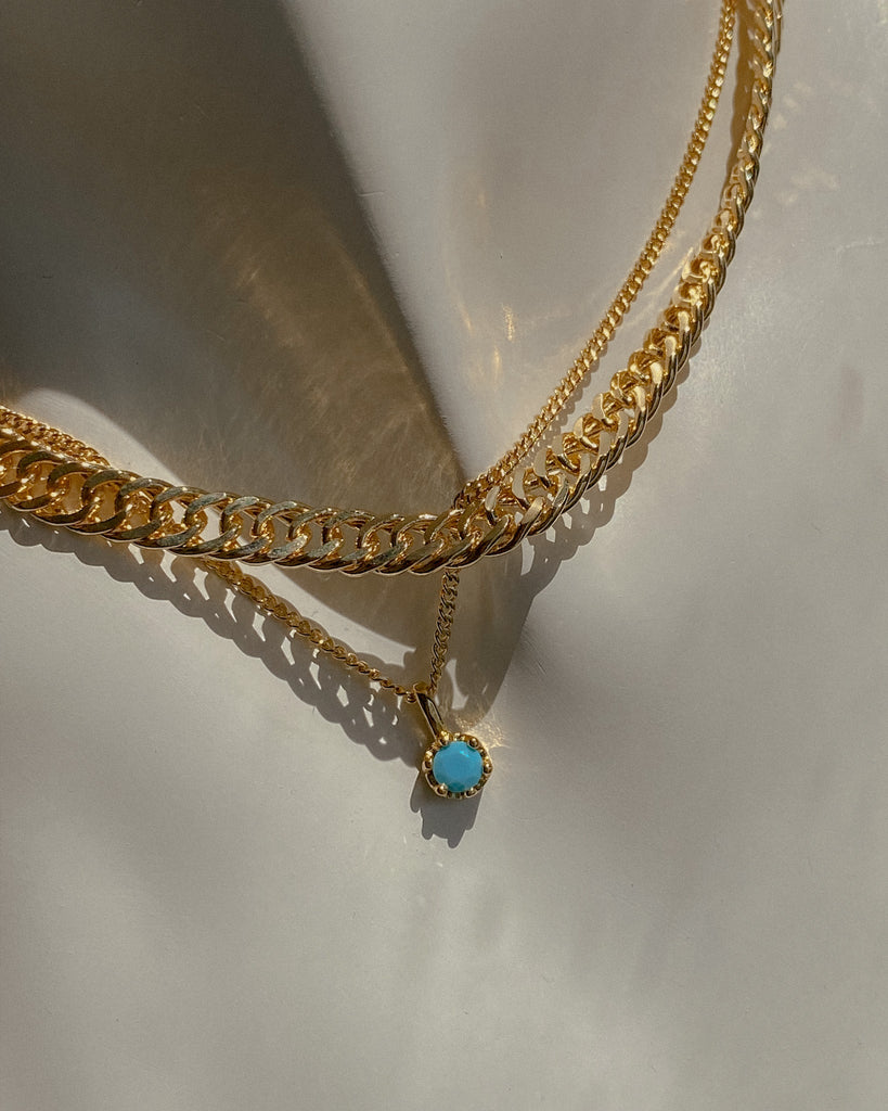 Pendant Necklaces Turquoise Solitaire Necklace / Gold-Filled Midori Jewelry Co.