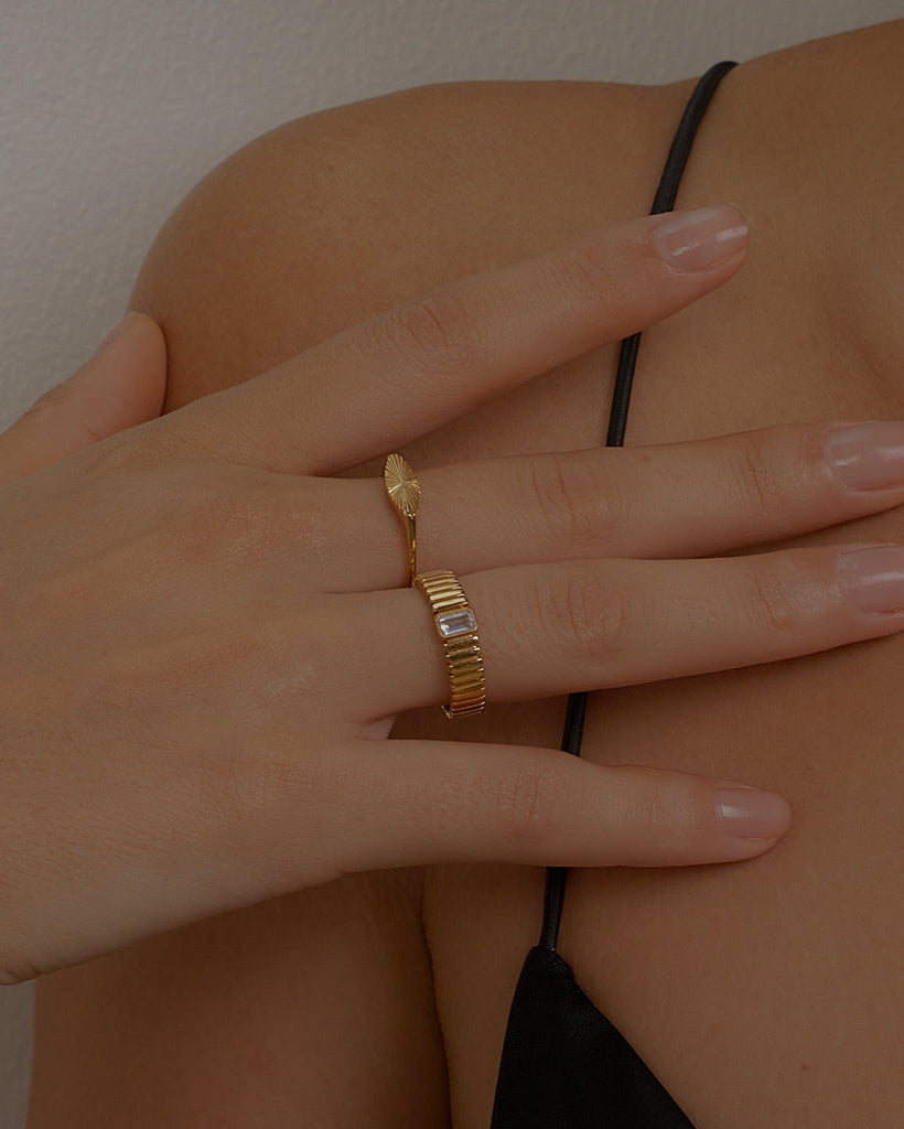 Statement Rings Venus Ribbed Ring / Gold Vermeil Midori Jewelry Co.