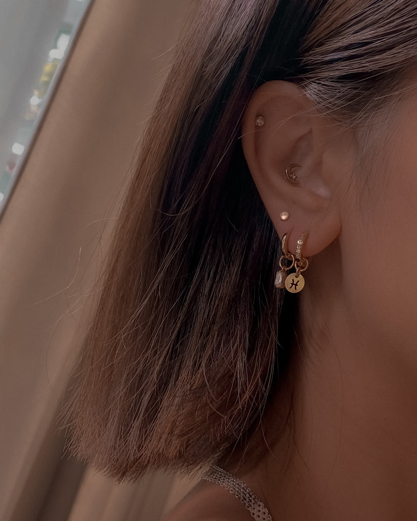White Onyx Stud Earrings (Single) / Gold-Filled - Midori Jewelry Co.
